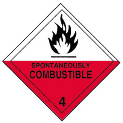 Warning Spontaneously Combustible Shipping Labels